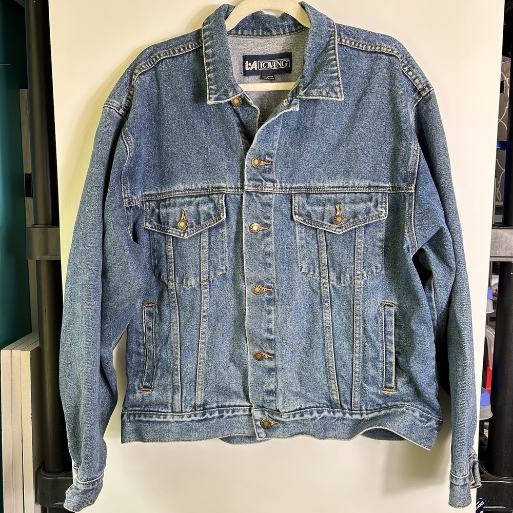 Vintage L.A. Loving Denim Jacket Blue IMS Thief River Falls MN‎ Womens Large VGC